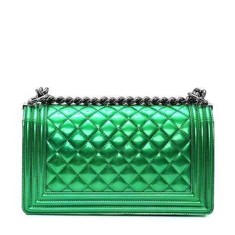 chanel emerald green boy bag